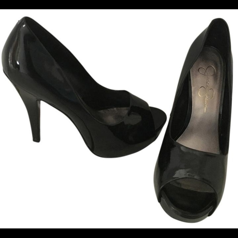 Jessica Simpson Black Peep Toe Heels Sz. 8